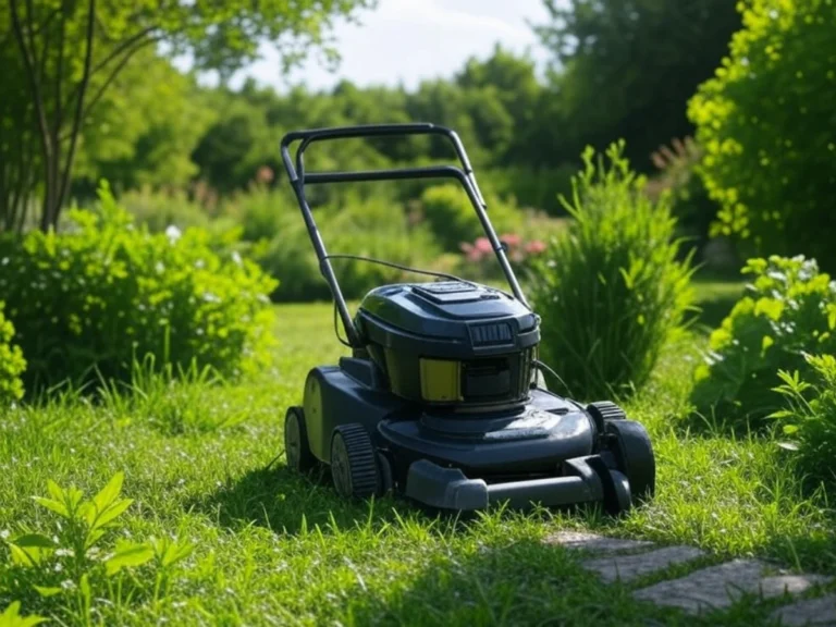Outil de tonte professionnel sur gazon non tondu à Tours - Paysagiste Tours (37)